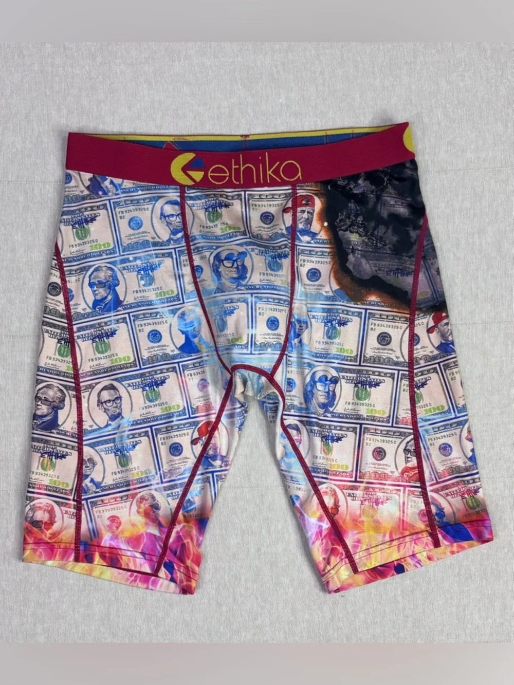 Ethika Money Print Boxer Briefs Fire Graphic Stretch Statement Streetwear